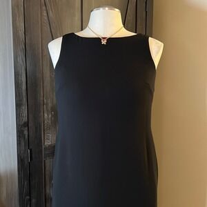 Cynthia Howie black sleeveless sheer lined midi sheath dress size 6